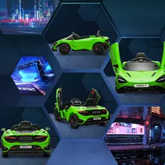 AIYAPLAY McLaren 765LT Licensed 12V Kids Electric Ride on Car with Butterfly Doors, Remote Control, Transport Wheels, Green - 8