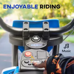 AIYAPLAY 12V Kids Electric Motorbike, Kids Electric Ride on motorcycle w/ Twist Grip Throttle, Training Wheels, Blue - 6
