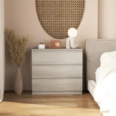 HOMCOM Chest of Three Drawers - Grey Wood Effect - 8