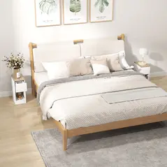 HOMCOM Set of Two Modern Storage Bedside Tables - White - 1