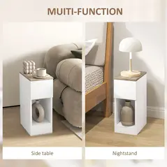 HOMCOM Set of Two Modern Storage Bedside Tables - White - 5