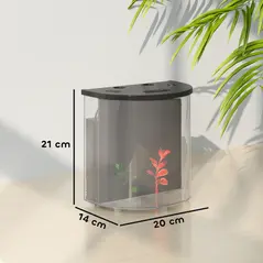 PawHut 3L Small Fish Tank with Filter System, LED Light, Small Fish Tank for Betta, Shrimp, Black - 2