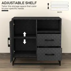 HOMCOM Sideboard with Adjustable Shelf, Freestanding Sideboard Storage Cabinet with Open Compartment and 2 Drawers, Black - 4