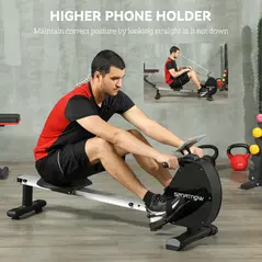 SPORTNOW Folding Magnetic Rowing Machine, with 16-Level Adjustable Resistance, Black - 6