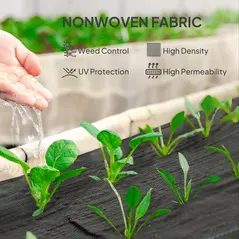 Outsunny 2m x 90m Weed Control Membrane, Heavy Duty Weed Control Barrier Fabric, 90gsm Ground Cover for Patios, Garden, Flower beds, Landscaping - 3
