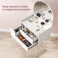 HOMCOM Three Drawer Compact Dressing Table - White - 3