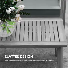 Outsunny 4-Piece Wooden Garden Furniture Set with Cushions - Light Grey - 6