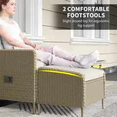 Outsunny Five-Piece Reclining Rattan Chair Set - Light Grey - 4
