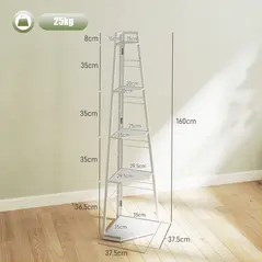 HOMCOM Five-Tier Corner Shelf - White - 2