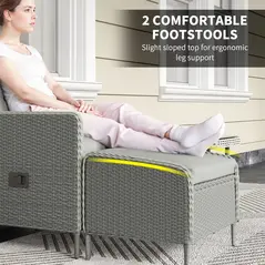 Outsunny Five-Piece Reclining Rattan Chair Set - Charcoal Grey - 4