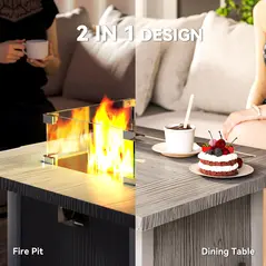 Outsunny 50,000 BTU Gas Fire Pit Table, with Cover - Dark Grey - 3