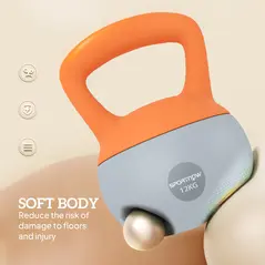 SPORTNOW 12KG Soft Kettlebell, Kettlebell with Non-Slip Handle for Home Gym, Weight Lifting, Strength Training, Orange/Grey - 3