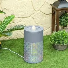 Outsunny 30 cm Tall Garden Waterfall Fountain with LED Lights and Pump, Garden Water Feature Water Fountain with Adjustable Flow and Cut-out Design for Indoor and Outdoor Decor, Light Grey - 7