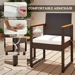 Outsunny Three-Piece Rattan Chair Set - White - 6