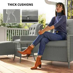 Outsunny Five-Piece Reclining Rattan Chair Set - Charcoal Grey - 6