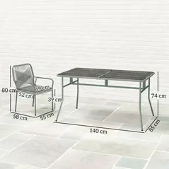 Outsunny Five-Piece PE Rattan Garden Dining Set with Cushions & Stackable Chairs - Light Grey - 2