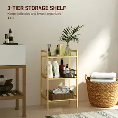 HOMCOM Three-Tier Bamboo Adjustable Shelf Storage Unit - 3