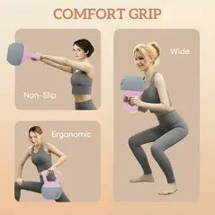 SPORTNOW 12KG Soft Kettlebell, Kettlebell with Non-Slip Handle for Home Gym, Weight Lifting, Strength Training, Purple/Grey - 4