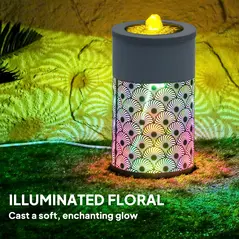 Outsunny 30 cm Tall Garden Waterfall Fountain with LED Lights and Pump, Garden Water Feature Water Fountain with Adjustable Flow and Cut-out Design for Indoor and Outdoor Decor, Light Grey - 3