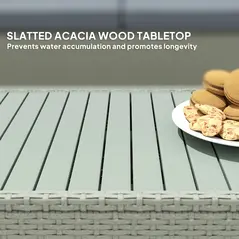 Outsunny Four-Piece Rattan Sofa Set, with Wood-Top Table - 5