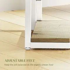 HOMCOM Five-Tier Corner Shelf - White/Wood-Effect - 6