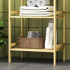 HOMCOM Three-Tier Bamboo Adjustable Shelf Storage Unit - 8