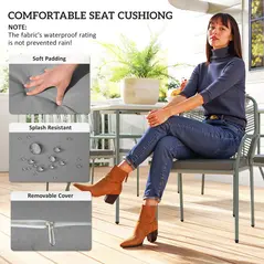 Outsunny Five-Piece PE Rattan Garden Dining Set with Cushions & Stackable Chairs - Light Grey - 5