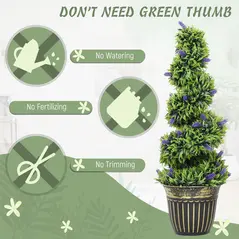 HOMCOM Set of Two 90cm Artificial Lavender Trees - 5