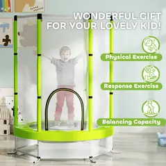 AIYAPLAY 4.6ft Toddler Trampoline w/ Safety Enclosure Net, for Indoor Outdoor Use, Ages 3-6 Years, Green - 7