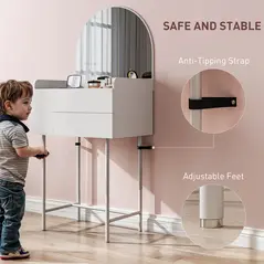 HOMCOM Three Drawer Compact Dressing Table - White - 6