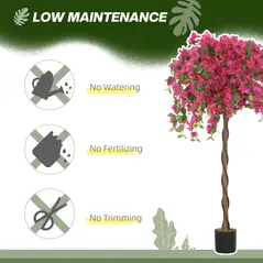 HOMCOM Artificial Plants Murraya, 120 cm Artificial Blossom, Fake Plants in Pot, Large Red Artificial Tree with Flowers for Home House Office Garden Decoration (2 Pack) - 5