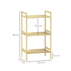 HOMCOM Three-Tier Bamboo Adjustable Shelf Storage Unit - 2