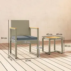 Outsunny Three-Piece Rattan Chair Set - Grey - 2