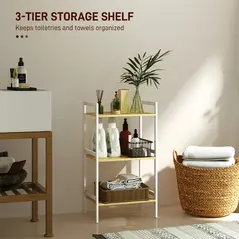 HOMCOM Three-Tier Bamboo Adjustable Shelf Storage Unit - 3