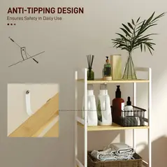 HOMCOM Three-Tier Bamboo Adjustable Shelf Storage Unit - 5