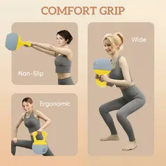 SPORTNOW 12KG Soft Kettlebell, Kettlebell with Non-Slip Handle for Home Gym, Weight Lifting, Strength Training, Yellow/Grey - 4