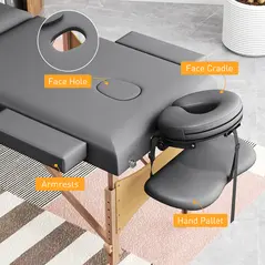 HOMCOM Adjustable Folding Massage Table - Grey - 7