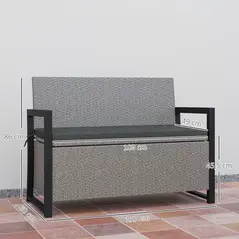 Outsunny 151.5L Storage Garden Bench, with Cushion - Grey - 2