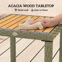 Outsunny Three-Piece Rattan Chair Set - Grey - 5