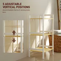 HOMCOM Three-Tier Bamboo Adjustable Shelf Storage Unit - 4