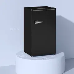 HOMCOM Under Counter Fridge, 85L Small Retro Refrigerator with Chiller Box, Adjustable Thermostat, Glass Shelves, Black - 2