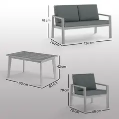 Outsunny 4-Piece Wooden Garden Furniture Set with Cushions - Light Grey - 2