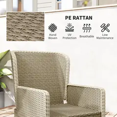 Outsunny Five-Piece Reclining Rattan Chair Set - Light Grey - 5