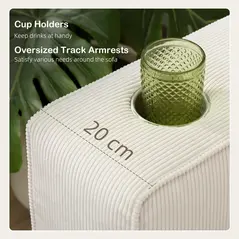 HOMCOM Three-Seater Corduroy Sofa - Cream White - 6