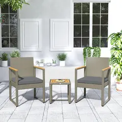 Outsunny Three-Piece Rattan Chair Set - Grey - 7