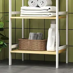 HOMCOM Three-Tier Bamboo Adjustable Shelf Storage Unit - 8