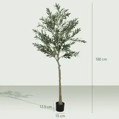 HOMCOM Set of Two Silk Leaf Artificial Olive Trees - 2