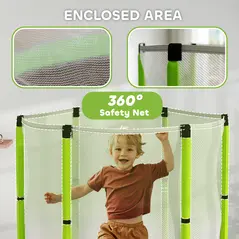 AIYAPLAY 4.6ft Toddler Trampoline w/ Safety Enclosure Net, for Indoor Outdoor Use, Ages 3-6 Years, Green - 5
