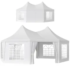 Outsunny 6.8 x 5m Octagonal Marquee Gazebo - White - 1