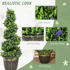 HOMCOM Set of Two 90cm Artificial Lavender Trees - 3
